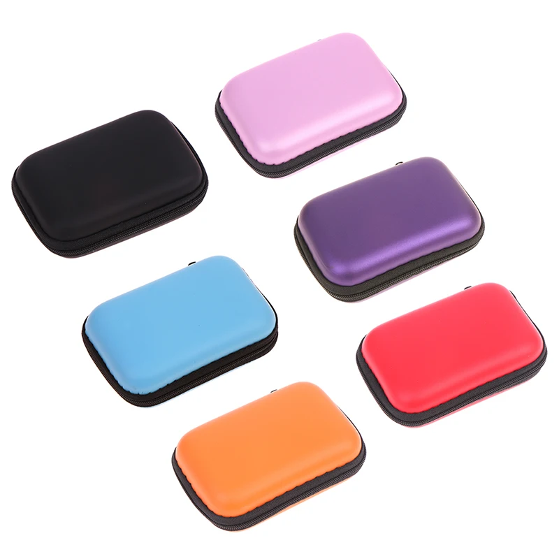 

Mini Zipper Hard Headphone Case PU Leather Earphone Case Storage Bag Protective USB Cable Organizer Portable Colorful Earbud Box