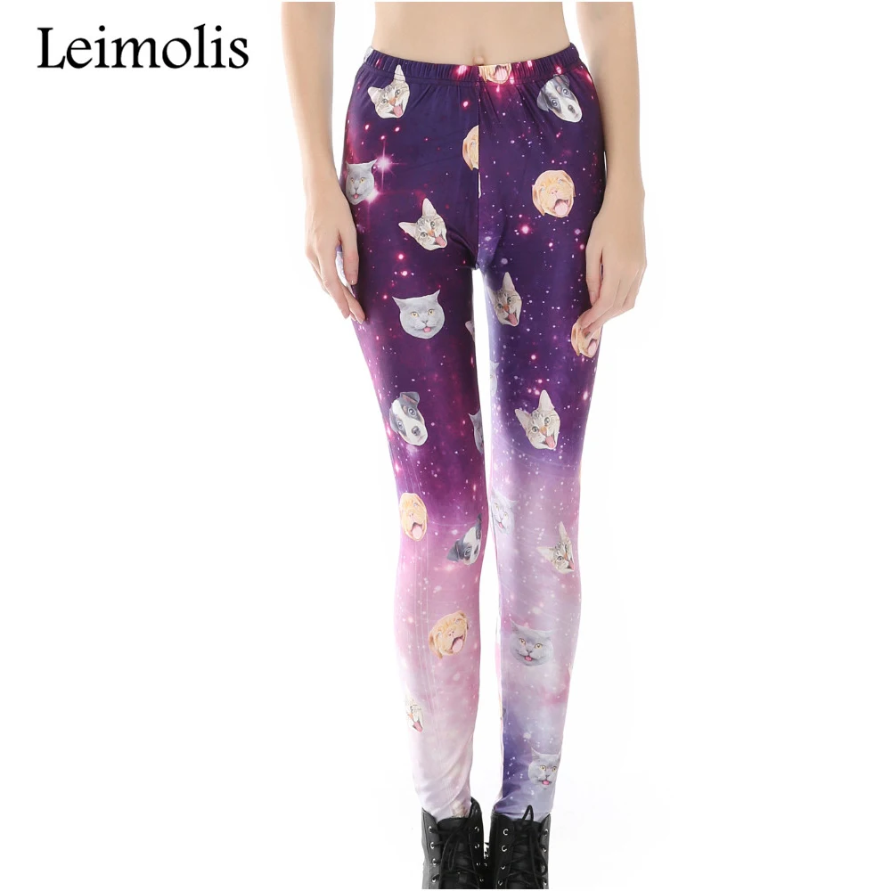 

Leimolis 3D print galaxy cat dog pug Harajuku punk High Waist workout push up spandex plus size fitness leggings women pants