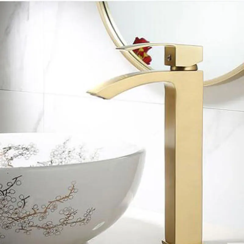 

Copper wire drawing Jin Quan simplicity Nordic light excessive heat and cold undercounter brass splash matte faucet of the basin