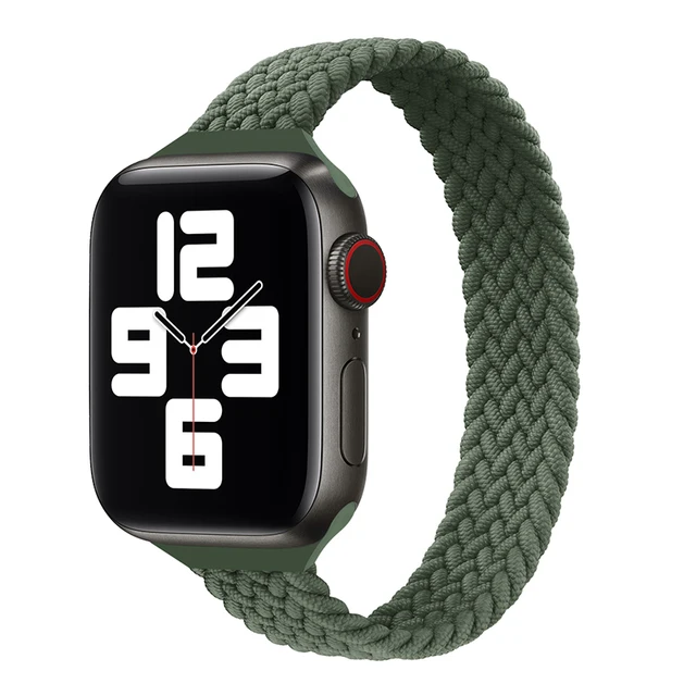 Slim Braided Solo Loop For Apple watch band 44mm 40mm 42mm 38mm 42 mm FABRIC Elastic belt bracelet iWatch serie 6 5 4 3 se strap 3 dark olive green