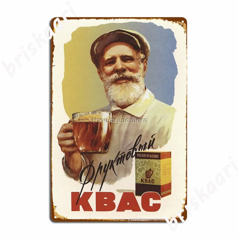 

Kvas Bread Drink Soviet Vintage Advert Metal Plaque Poster Club Bar Plaques Pub Create Tin Sign Poster