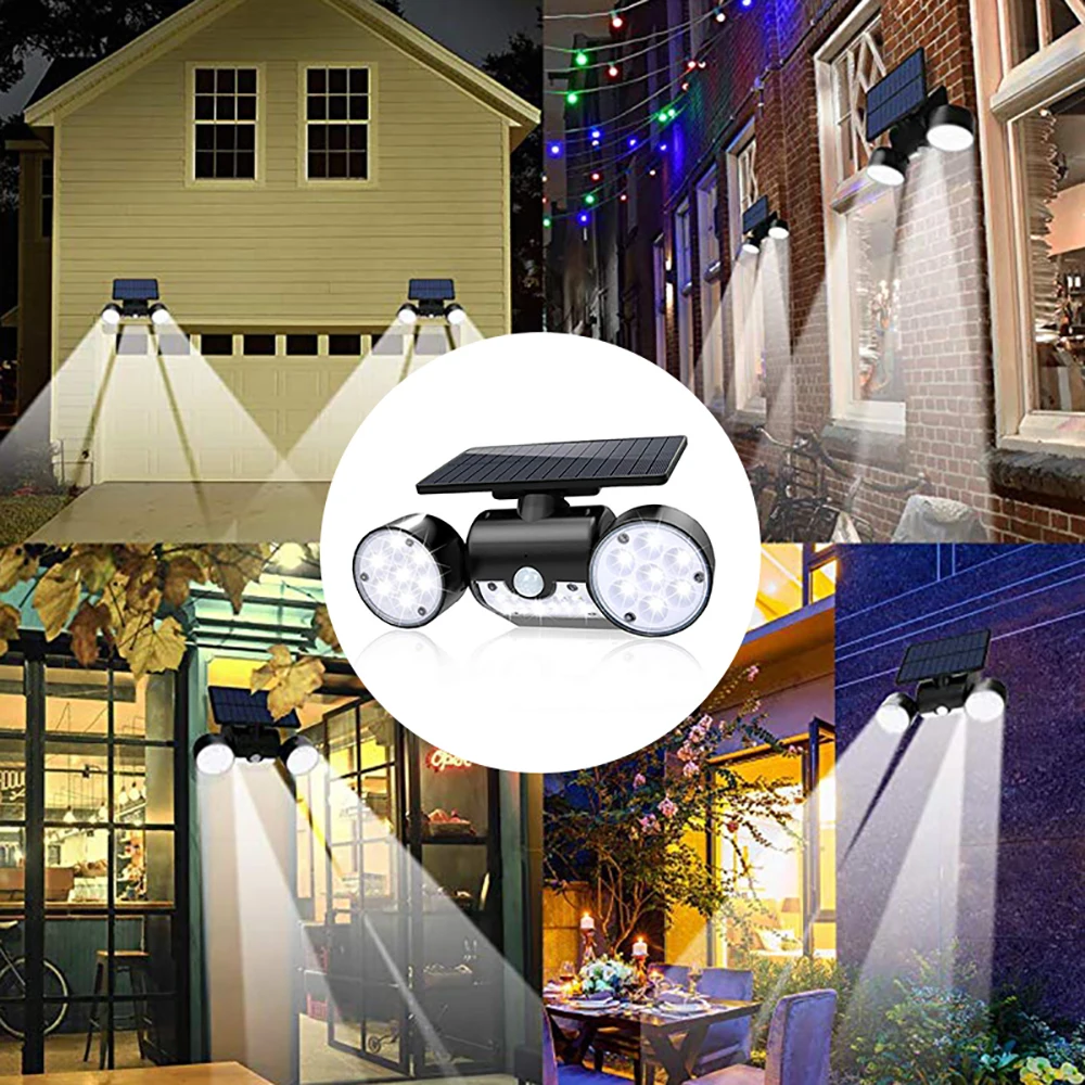Mpow Waterproof IP65 Solar Lights Outdoor 30 LED 360 Degree Rotatable Dual Heads Security Lights Solar Motion Spotlights Lights (5)