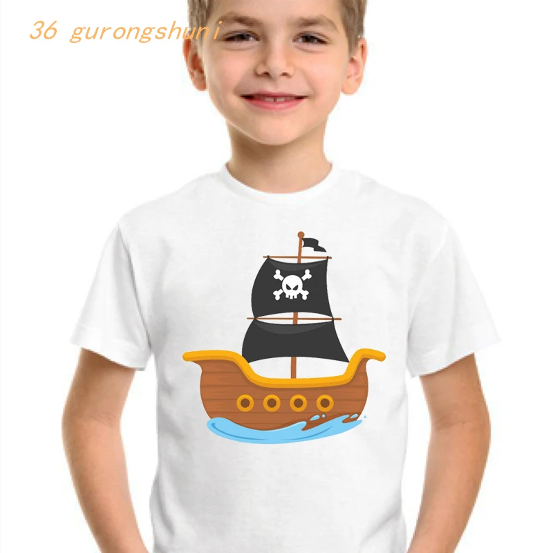 funny cartoon pirate t shirt for girls tshirt boy tops girl t-shirt children clothing kids clothes boys anime graphic t shirts t-shirt for kid girl