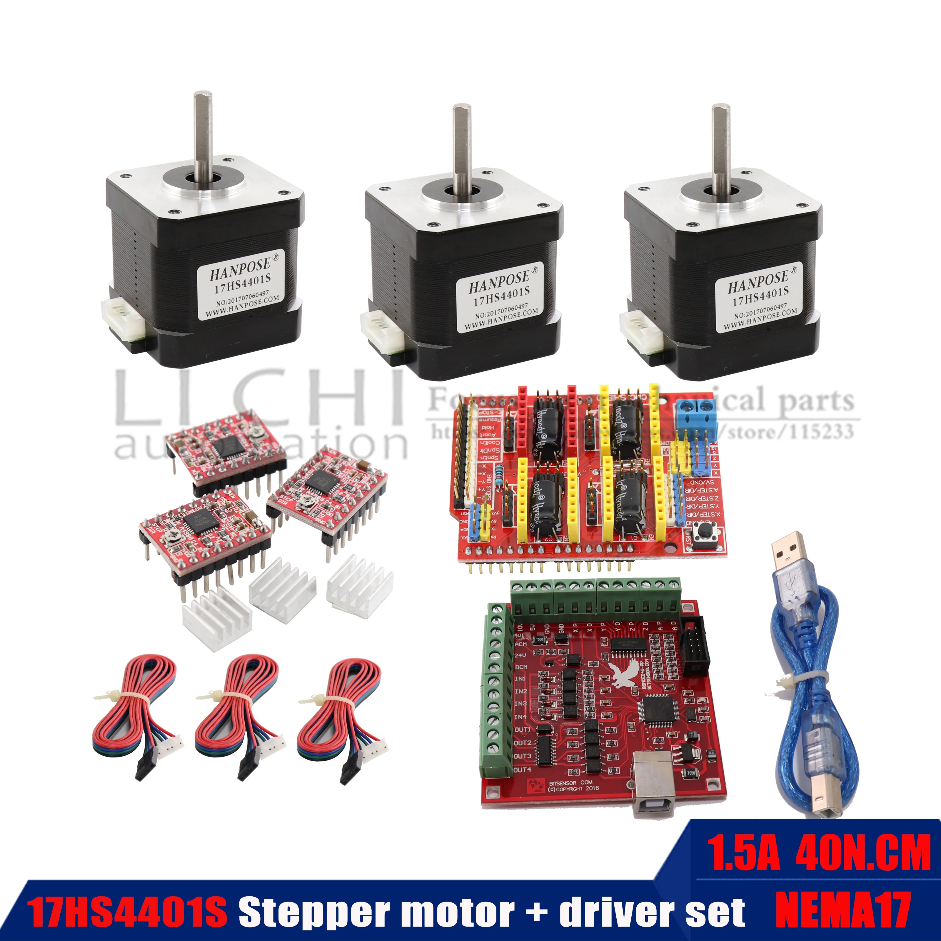 Шаговый двигатель 17HS4401S 40 нм длина корпуса мм контроллер питания USB драйвер 3 шт.