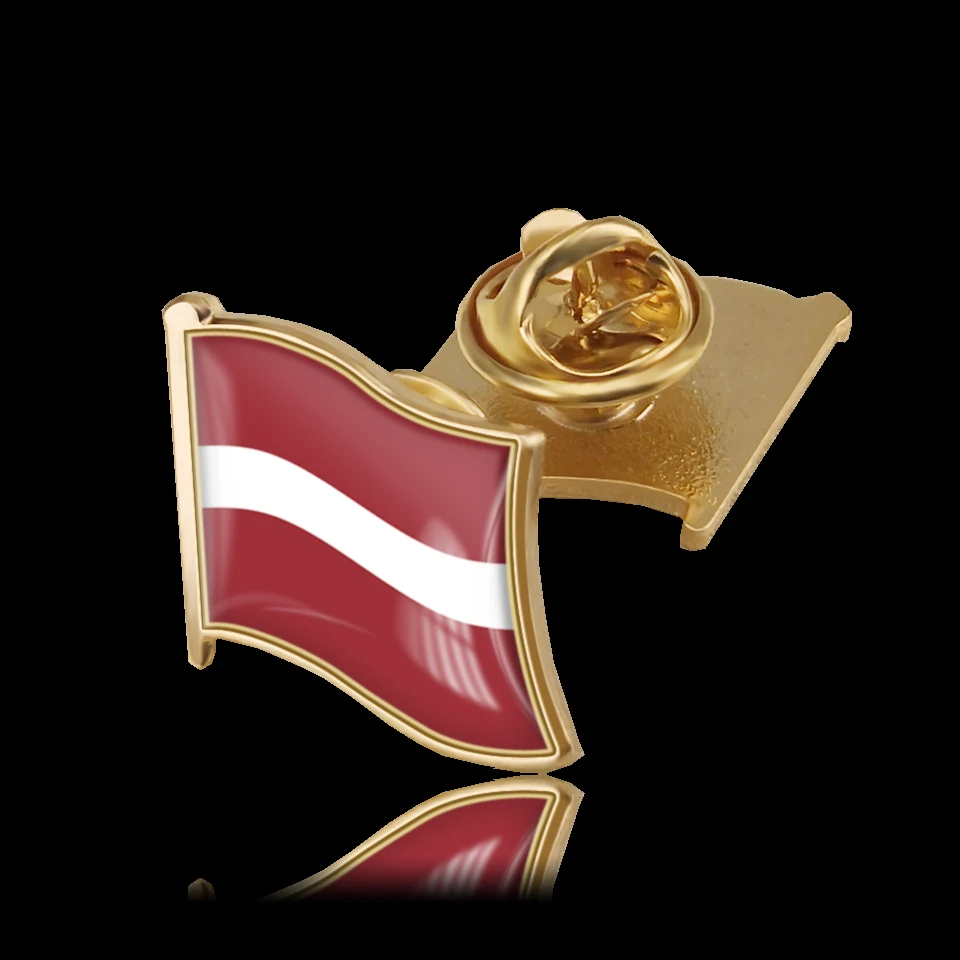 

Latvia Country Flag Printed PVC Latvia National Waving Flag Lapel Pin Brooch