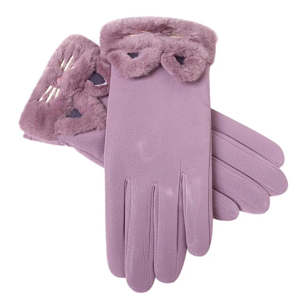 Woman gloves Winter warm wool gloves Touch Screen phone cute pink color Cycling gloves outdoor keep warm skiing mittens - Цвет: A