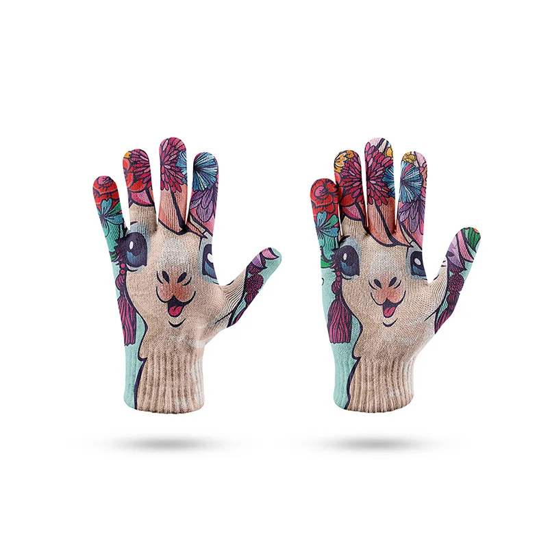 Funny Smiley Pattern Warm Gloves Women 3D Printed Winter Workout Glove Men Autumn Outdoor Leisure Windproof Touch Screen Mitten 