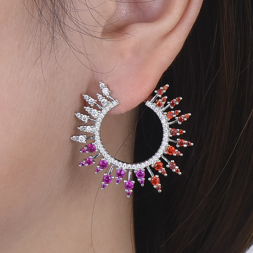 LARRAURI Trendy Full Cubic Zirconia Inlaid Earrings For Women Fashion Women Stud Earrings Party Wear Crystal Jewelry