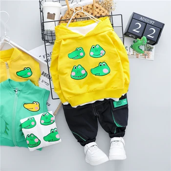 

2020 Autumn Girls Boys Clothing Sets Toddler Baby Hooded Cartoon Veat T Shirt Pants Kids Children Casual Clothing
