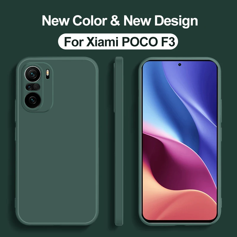 Poco F3 PocoF3 Poco F 3 Pro Case Original Square Liquid Silicone Soft Phone Cover For Xiaomi Poco F3 Poco F3 PocoF3 Poco F 3 Pro силиконовый чехол розы на белом на xiaomi poco f3 сяоми поко f3
