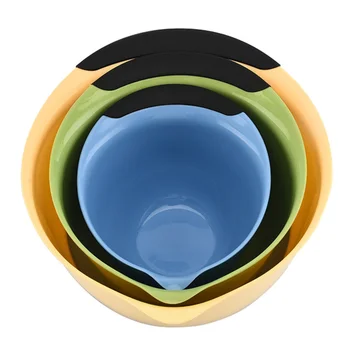 

3Pcs Multifunctional Plastic Mixing Bowls Vegetable Bowls Practical Snack Plate for Home Kitchen