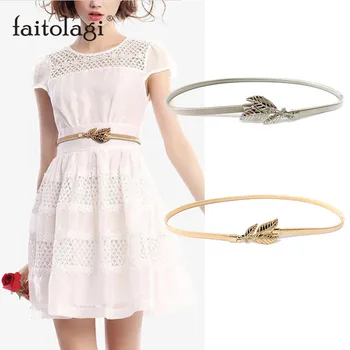 

Ladies Dress Waist Belt Elastic Stretch Chain Women Belts Gold Silver Thin Skinny Metal Buckle Female Belts pasek damski