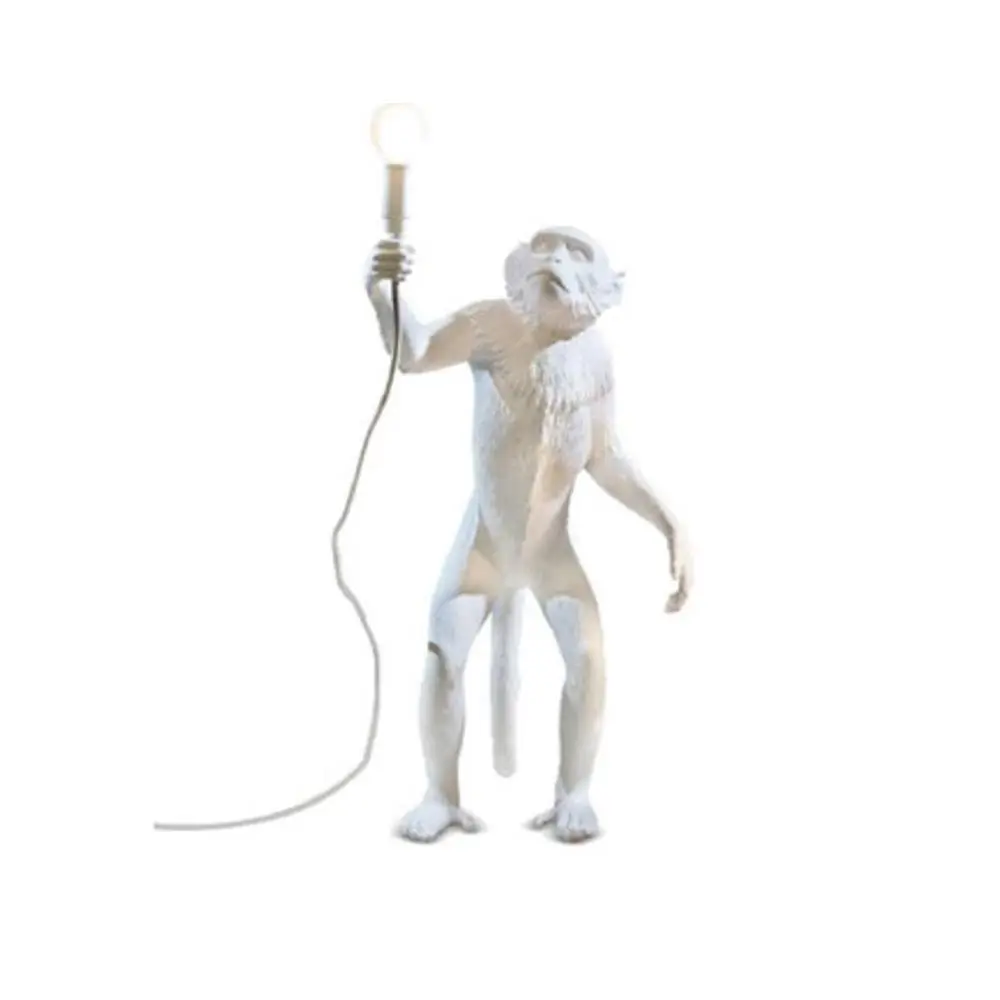 White-Floor lamp Modern Resin Black White Monkey Pendant Light for Living Room Lamps Art Parlor Study Room Led Lights Lustre with E27 Led Bulb - Цвет корпуса: White-Floor lamp