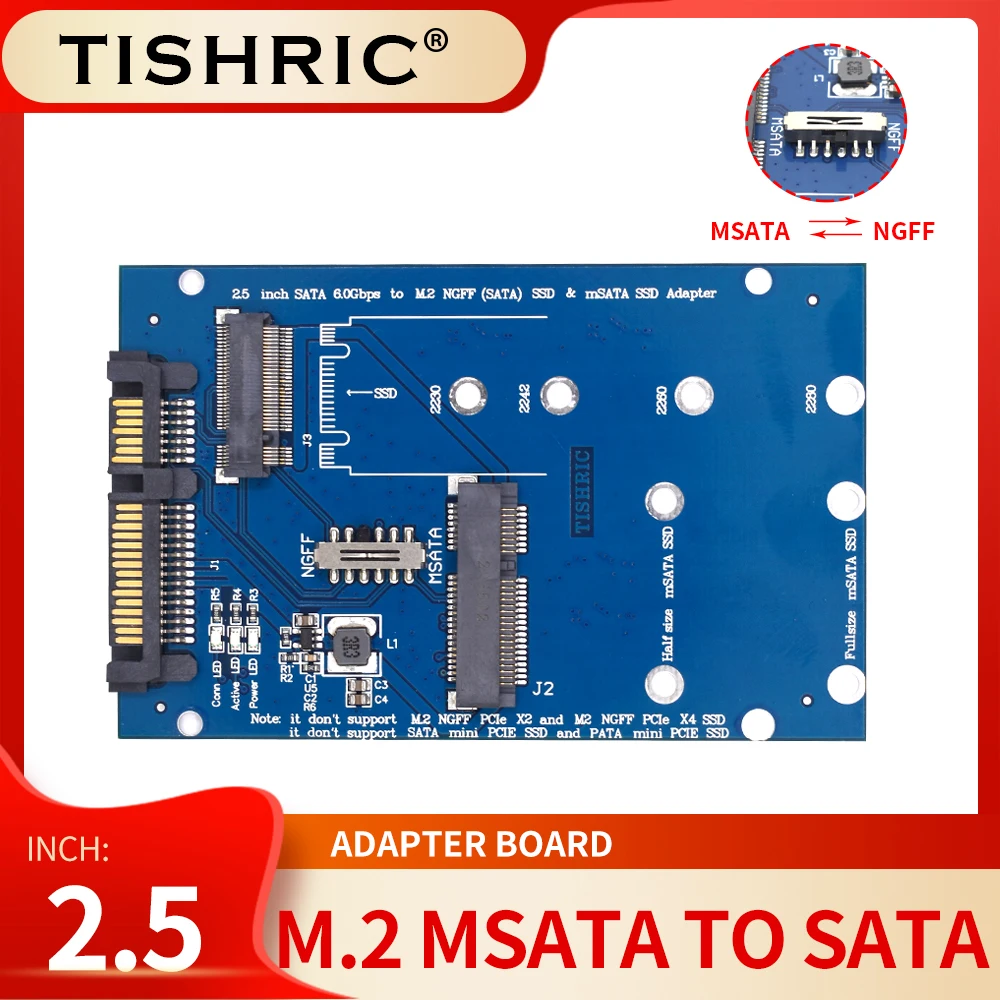 TISHRIC placa adaptadora M.2 MSATA a SATA, 2,5 pulgadas, SATA 6,0 Gbps a M2 NGFF SATA SSD a 2,5 ", tarjeta adaptadora SATA3.0