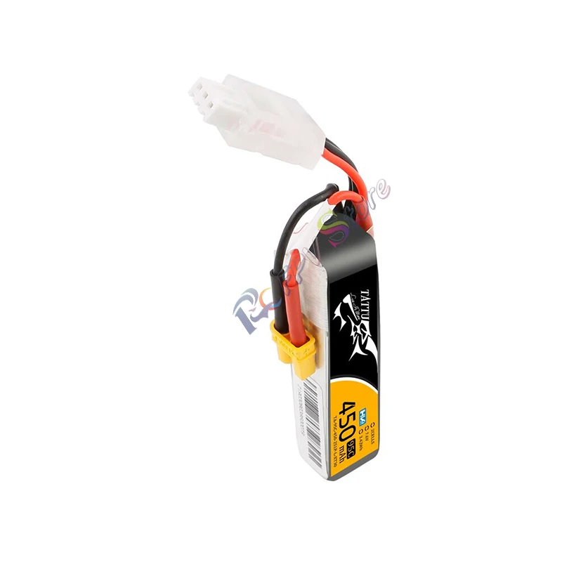 Tattu 450 мАч 7 6 В Высокое напряжение 95C 2S1P Lipo аккумулятор с разъемом XT30 длинная