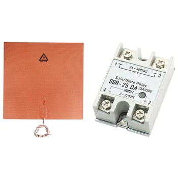 

1pcs Single Phase DC Control AC Solid State Relay 25A SSR-25 DA Type & 1Pcs Silicone Heater Pad 220V 600W 400X400mm