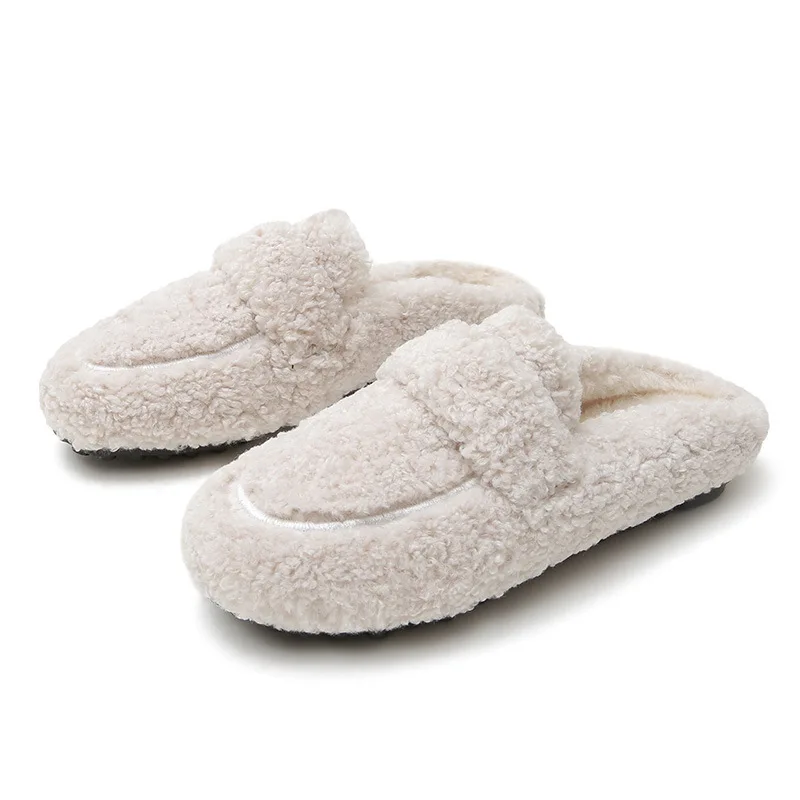 Winter Warm Plush Mules Women One Band Fur Slippers Cozy Cotton Shoes Woman Flats Cover Toe Fleeces Slides Femme Wool Pantuflas 6