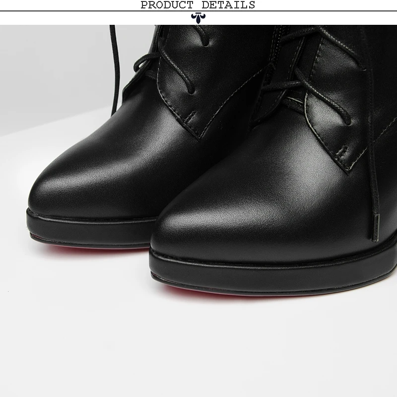 EGONERY/Новинка; модные пикантные женские ботильоны с острым носком на молнии сбоку; обувь на высоком каблуке; коллекция года; модельные ботинки на платформе со шнуровкой