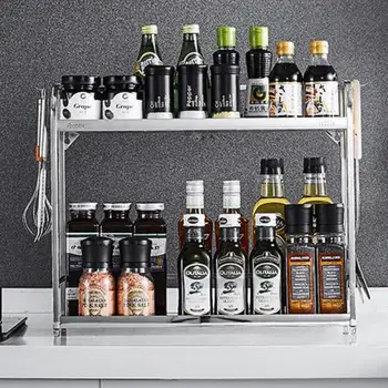 

Stainless Steel Kitchen Shelf, Kitchen Top, Domestic Seasoning, Soy Sauce Cabinet, Wall Hanging, Double-layer Multifunctional Fi
