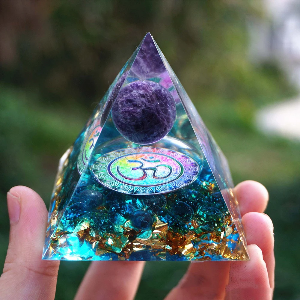 Energy Generator Orgone Pyramid Amethyst Peridot Healing Natural Crystal Reiki Chakra Orgonite Meditation Tool | Дом и сад