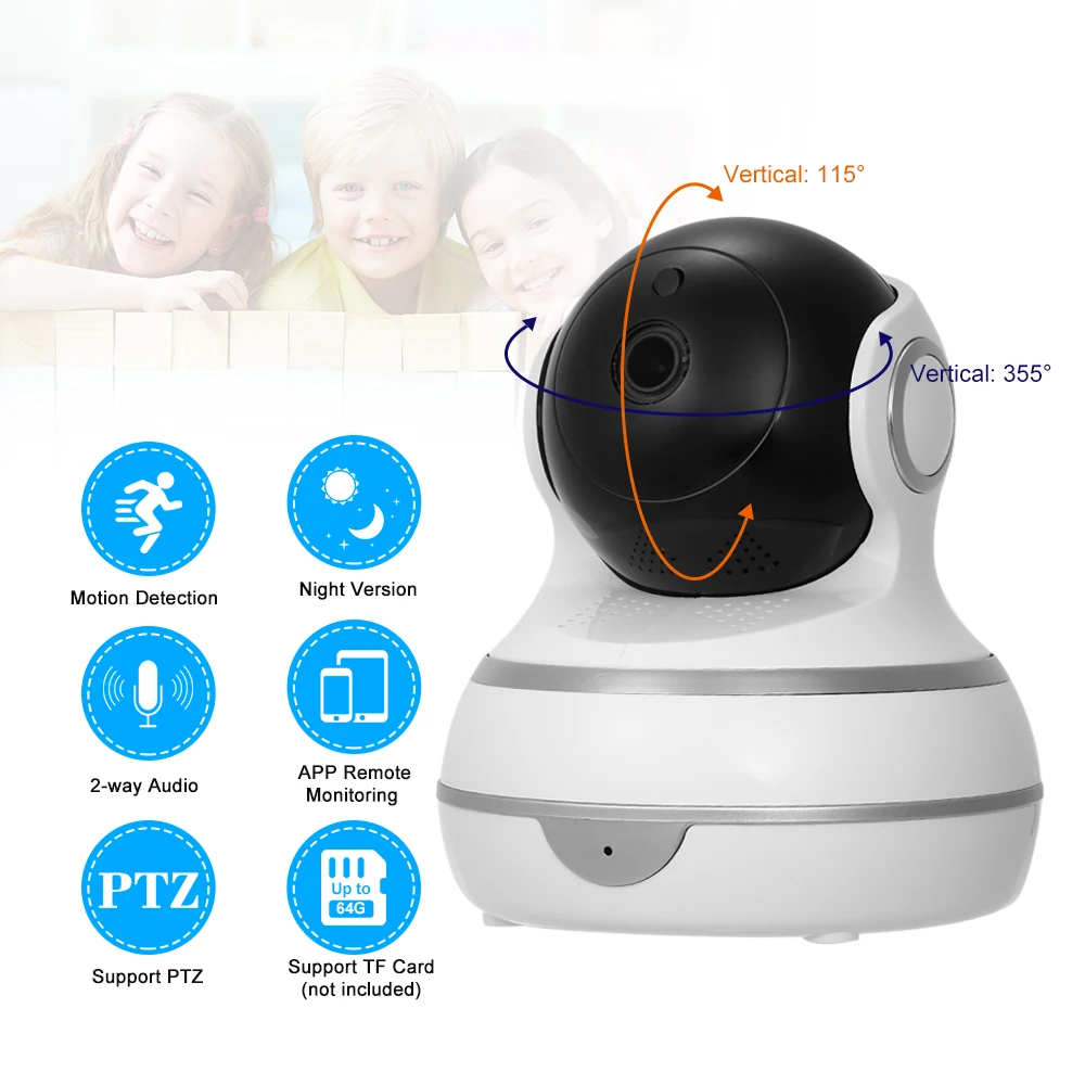 

Smart IP Camera 1080P WiFi Camera Baby Monitor Wireless Cam for Motion Detection Tracking CCTV Home Security Surveillance