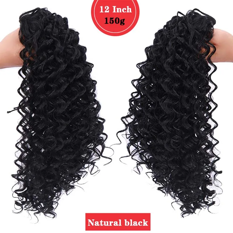 AILIADE афро кудрявые волосы на клипсах в хвостиках слоеные девственные волосы для наращивания черного цвета женские волосы натуральный черный шнурок конский хвост