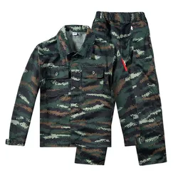 WW2 Teenager Boys Military Uniform Tactical Combat Jacket Pants Men Camouflage CP Jungle Print 2PCs Kids Special Force SWAT Army