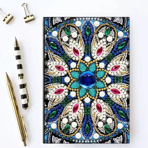 Dpsupr Diy Art Алмазный альбом для рисования дневник Полный Круглый Вышивка мозаикой из стразов A5 64 страницы сова с изображением павлиньей мандалы бабочки - Цвет: NB22