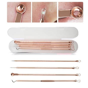 

Rose Gold 4pcs/set Blackhead Remover Tool Kit Pimple Acne Clip Needle Face Care Comedone Blemish Blackhead Extractor Tool