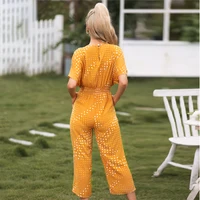 Sexy V-neck Rompers Women Jumpsuit Summer Polka Dot Printing Short Sleeve Loose Plus Size Streetwear Jumpsuits