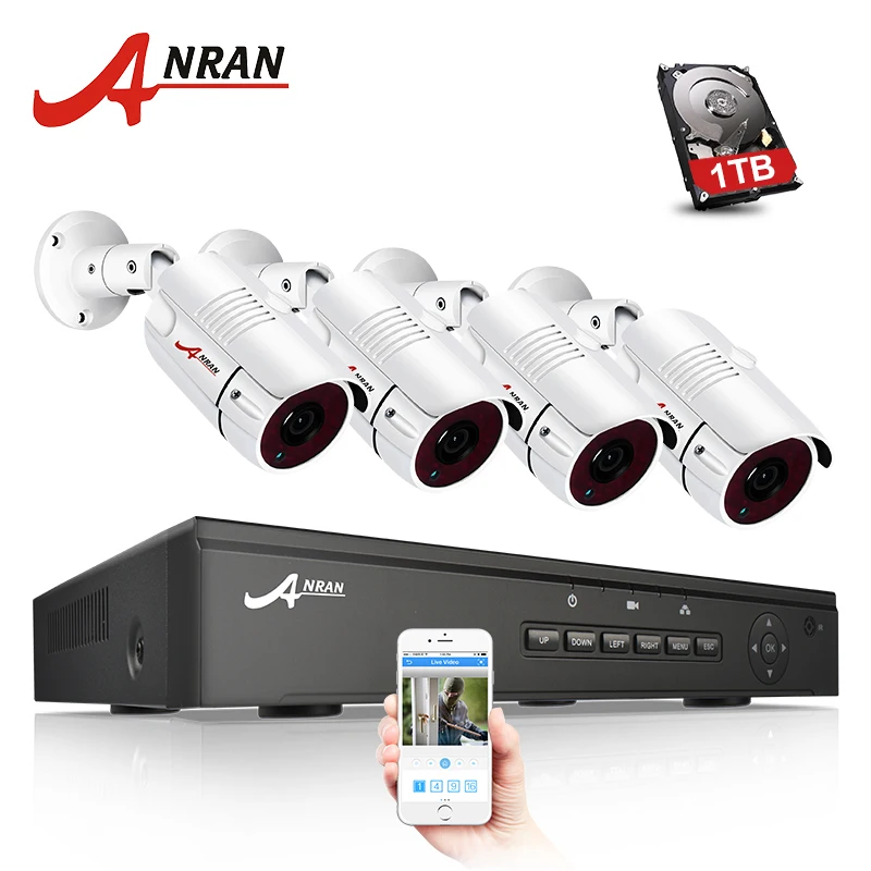  ANRAN CCTV Camera System 4CH/8CH POE NVR Kit 48V Onvif Security Camera System HD IP Camera Outdoor 