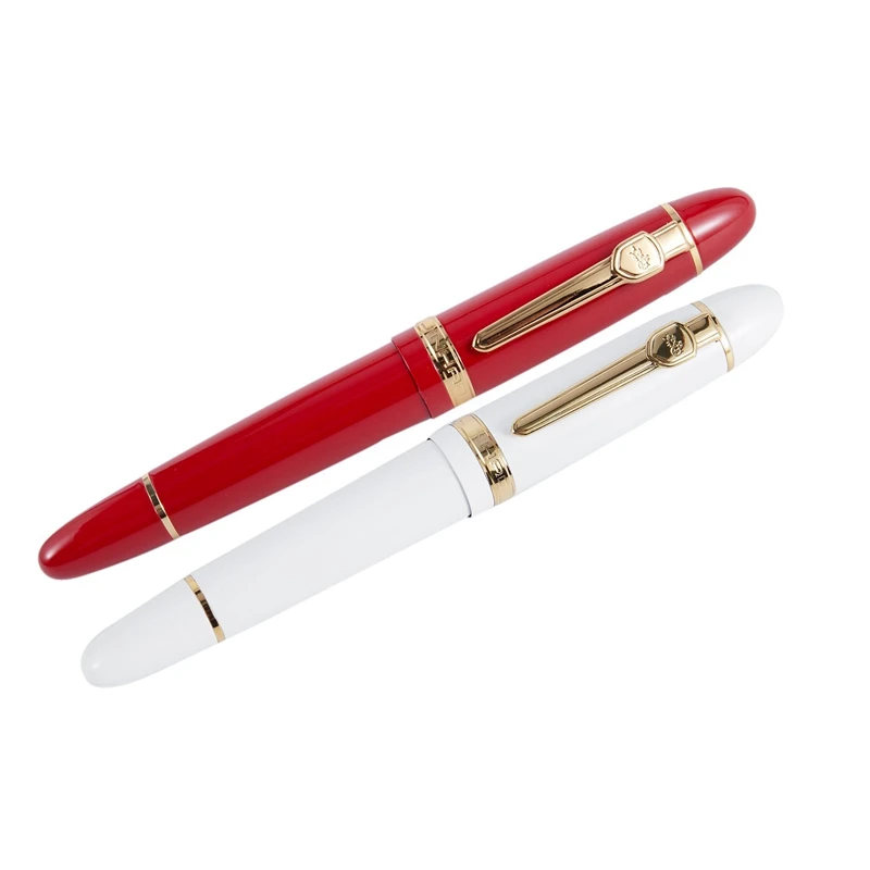 

2Pcs JINHAO 159 18KGP 0.7mm MEDIUM BROAD NIB FOUNTAIN PEN Free Office Fountain Pen with a Box, Red & White