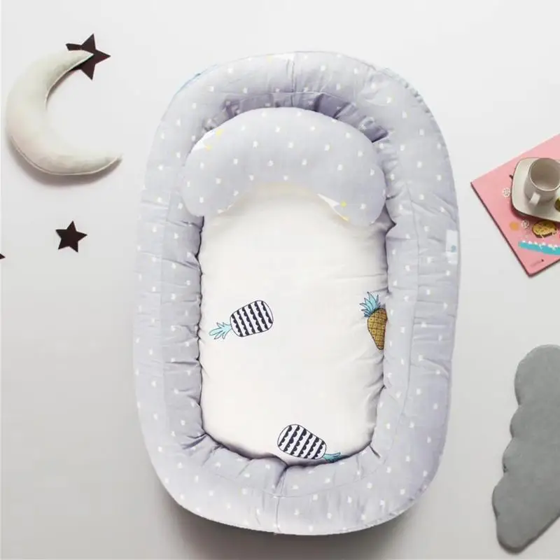 Cama nido con almohada para bebé, cuna portátil de viaje, cuna de algodón para bebé recién nacido, cuna parachoques