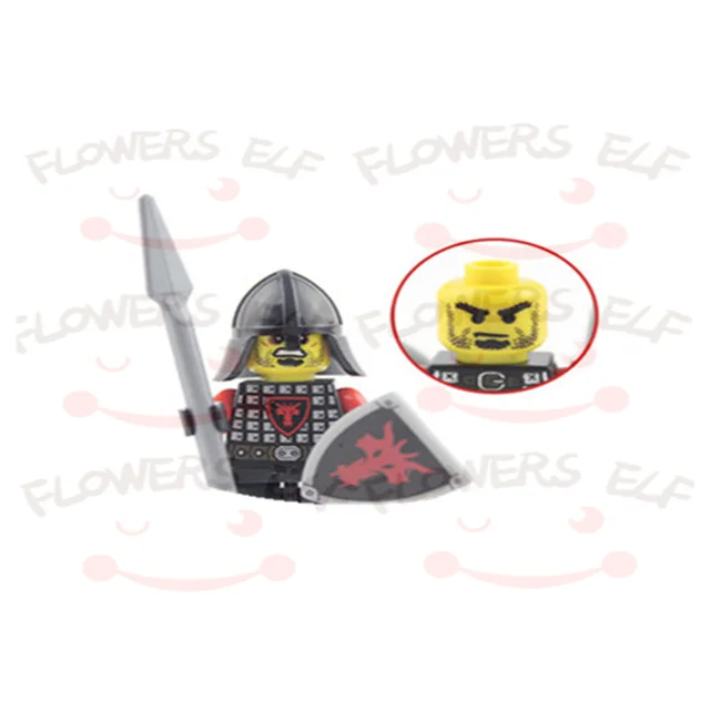 1PCS Blue Lion Red Green Dragon Knight Mini Two-person Villain Middle Age Assembling Building Blocks Children'sToy Medieval Knig 9804H