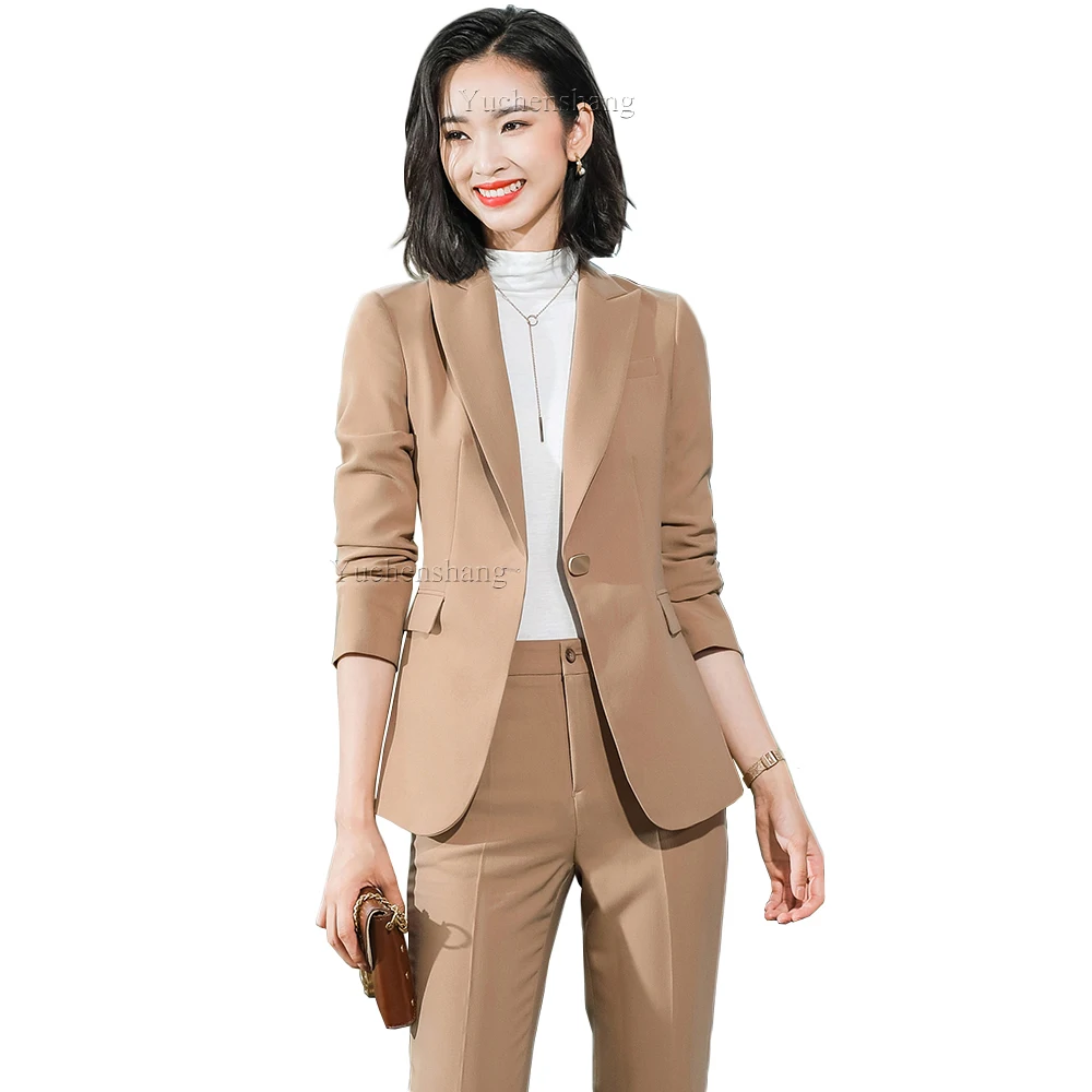 beige pantsuit