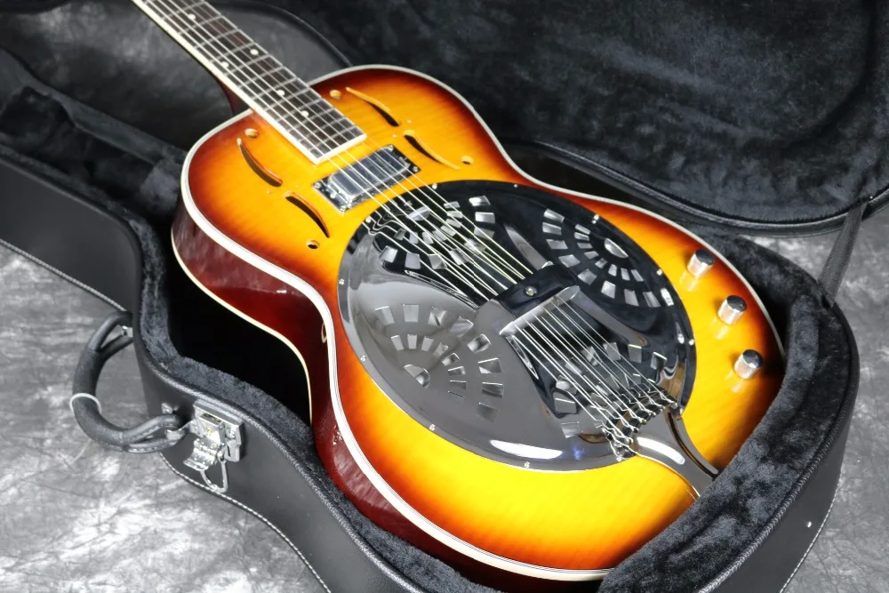Полый корпус CDobro электрогитара Корея аппаратные средства Archtop клен Топ шпон Набор В Стыке Высокое качество