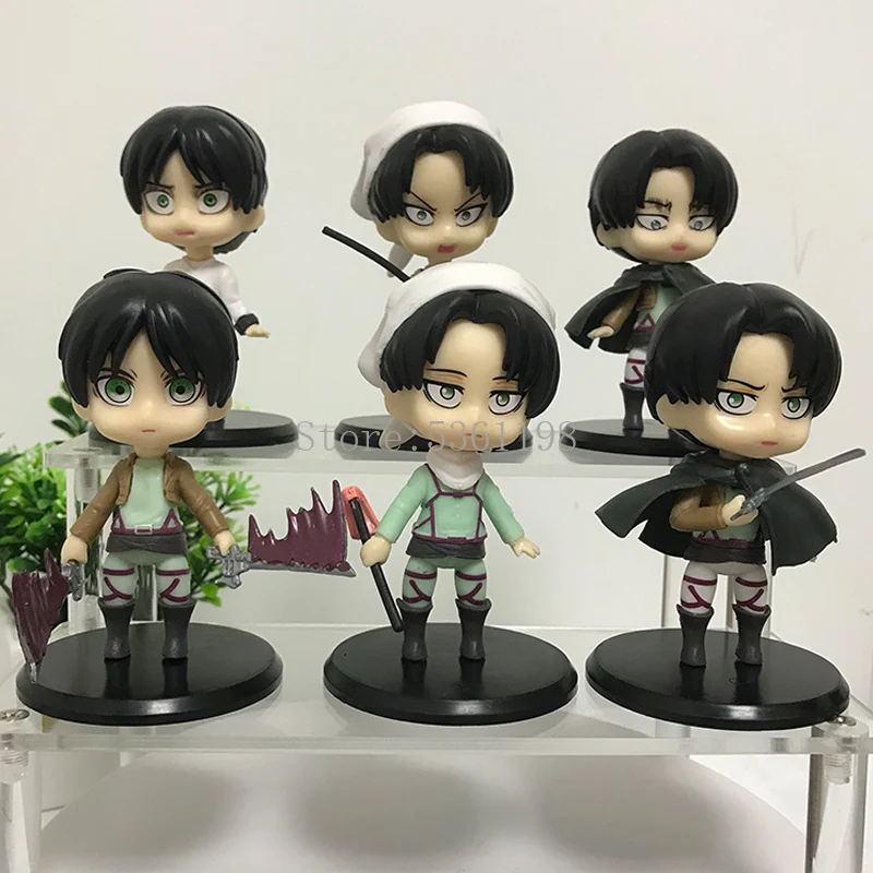 Фигурка из аниме атака на Титанов 6 шт./компл. Levi Mikasa Ackerman экшн-фигурка Эрена