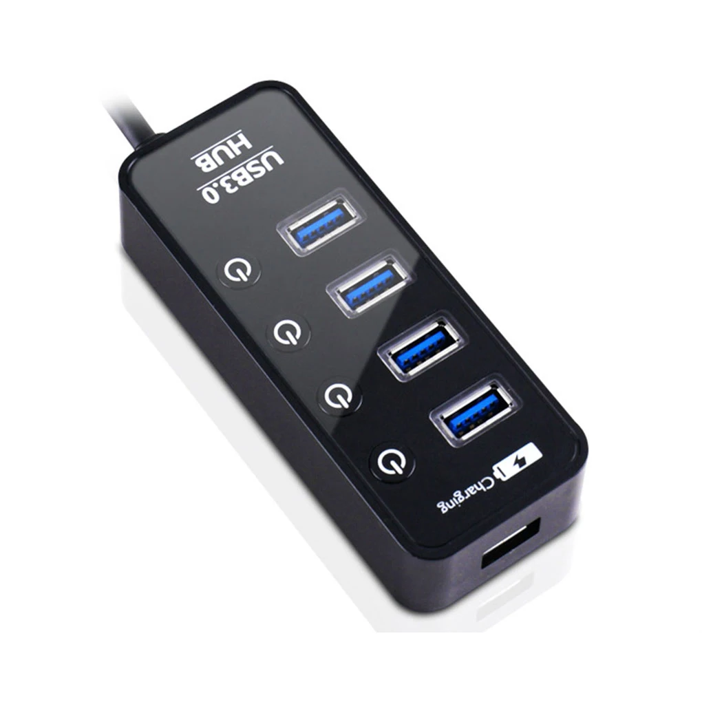 USB3.0 4 порта сплиттер светодиодные индикаторные лампочки переключатель телефон 2.4A/1A зарядный адаптер usb-концентратор короткого замыкания протектор