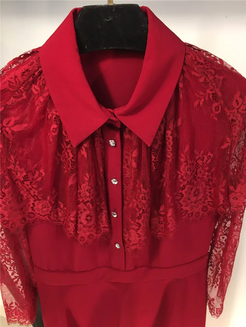FOMOLAYIME Vestidos платье для женщин Европейская мода весна кружева красные платья для женщин