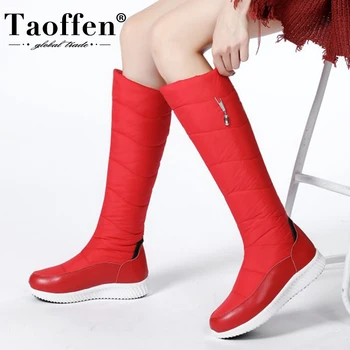 

TAOFFEN Women Winter Snow Boots Thick Bottom Plus Fur Warm Fashion Knee High Boots Ladies Winter Shoes Footwear Size 35-44
