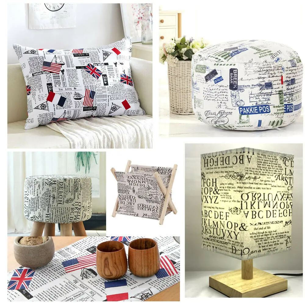 Newspaper Printed Fabric Quilting Cloth Cotton Linen For DIY Sewing Tablecloth Cushion Placemat Storage Bag Handicraft Materials