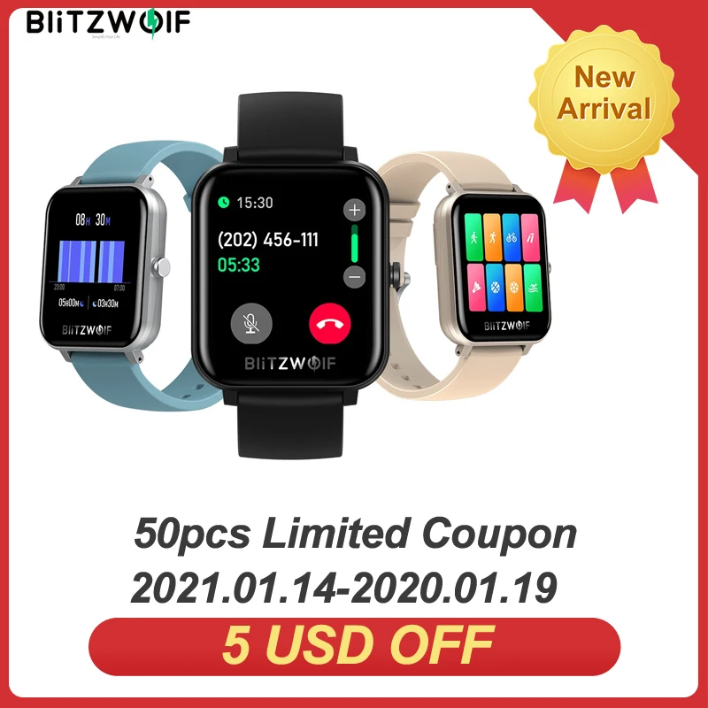 (Bluetooth Call) BlitzWolf BW GTC Смарт часы Heart Rate Monitor Смотреть Лица Погода Дисплей Музыка