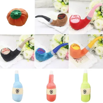 

Pet Dog Plush Squeaky Toys Chew Squeaker Plush Sound Toy for Dog Cat Pumpkin Bottle Shape Pet Bite Play Toys Pet Products