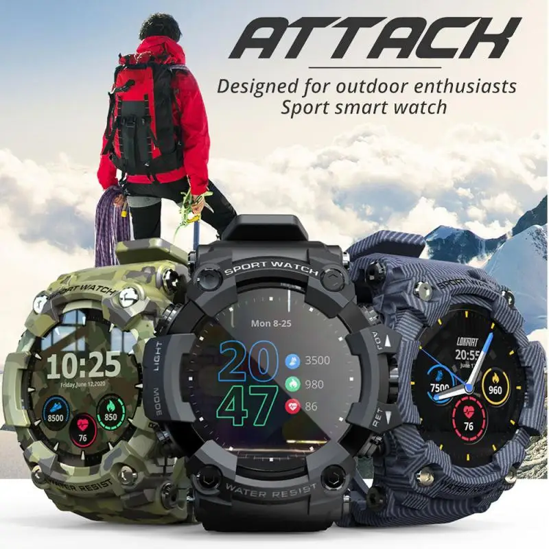 ATTACK Full Touch Screen Fitness Tracker Smart Watch Men Heart Rate Monitor Blood Pressure Smartwatch For Android Ios