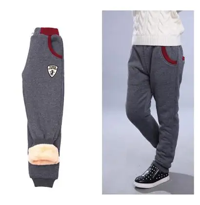 Брюки; спортивные штаны; вельветовые Плотные хлопковые удобные свободные брюки; Зимние Теплые повседневные штаны для больших мальчиков - Цвет: M Gray