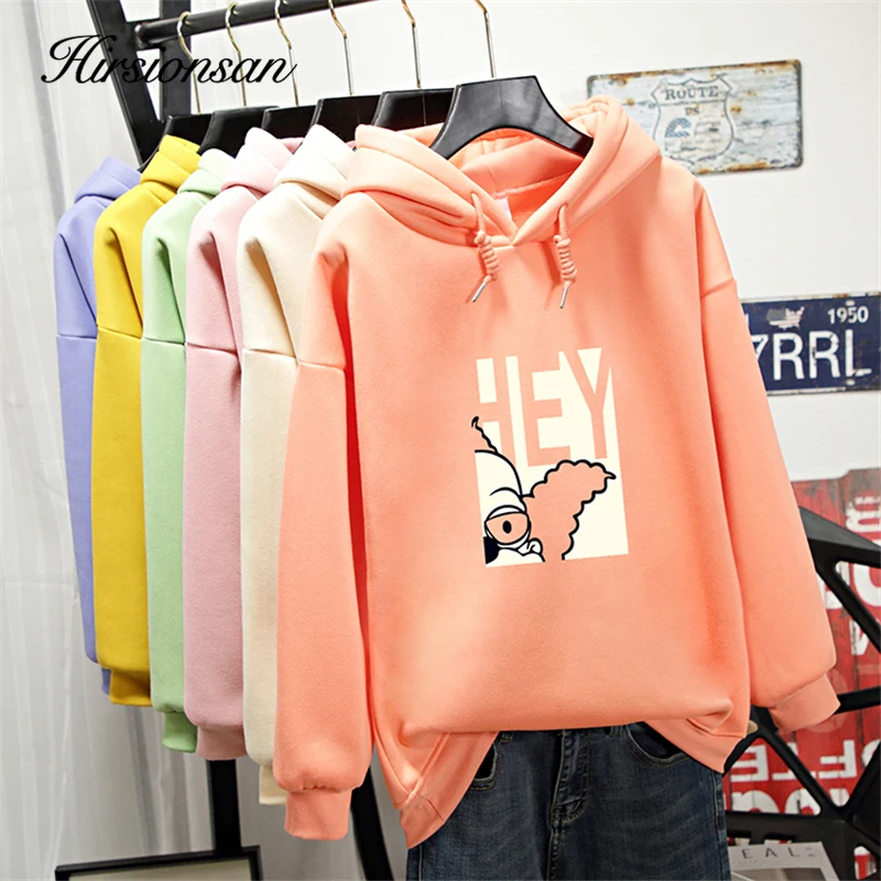 Hirsionsan Kawaii Harajuku Забавный мультфильм толстовки для женщин утепленная толстовка милый корейский Осень Зима повседневные с капюшоном женские топы