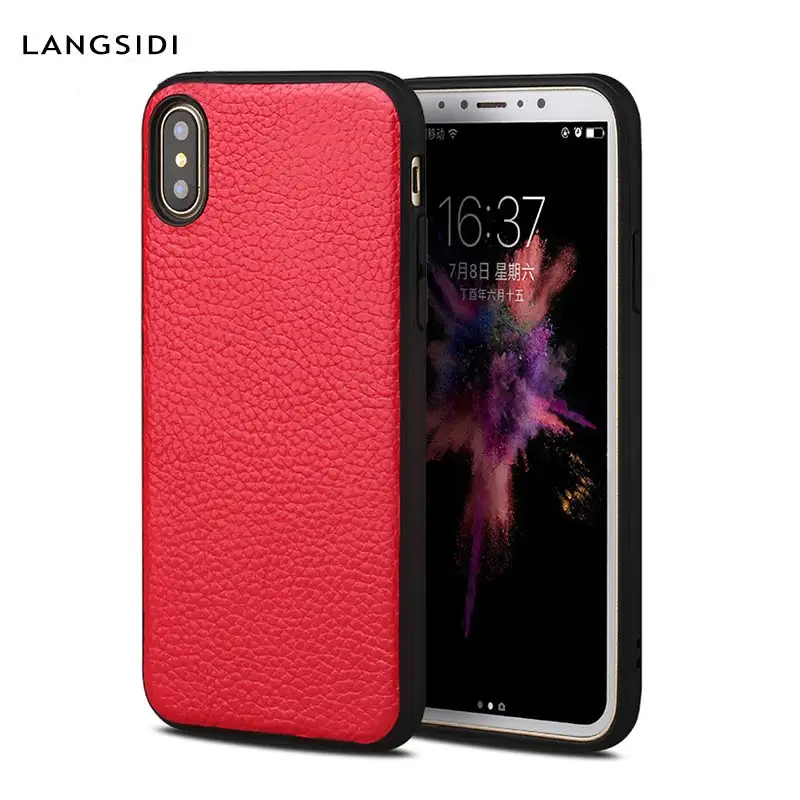 Genuine Leather phone case for iphone X XS XR xsmax 6 6s 5 5s se 7 plus 8 litchi grain 360 full protection cover Luxury |