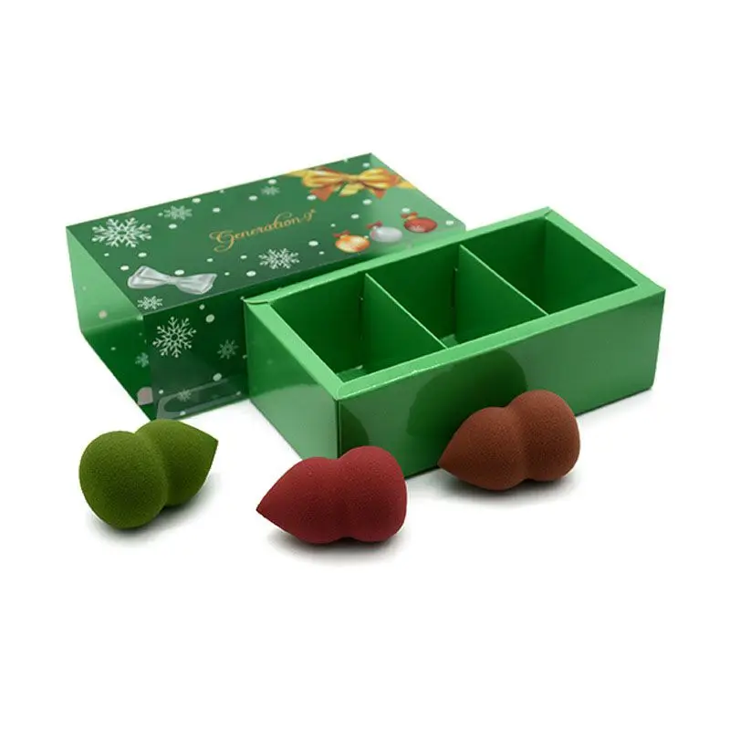1 Makeup Puff Christmas Gift 3pcs Cosmetic Sponge Dry And Wet Dual-use Cosmetic Puff Sponge Powder Puff Tools - Цвет: 1