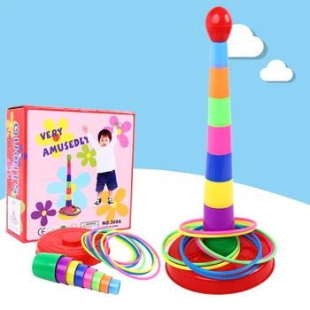 

2020 New Hoop Ring Toys child outdoor games for Colorful Plastic Sport Ring Toss Game Set for Kids Quoits Garden Pool Toy Funny