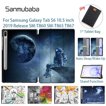 

Sanmubaba Case For Samsung Galaxy Tab S6 10.5 inch Slim PU Leather Flip Stand Smart Cover Tri-fold Tablet Case SM-T860 SM-T865